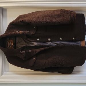 KOOLABURRA BY UGG Sherpa Fleece Jacket Brown Button Front Pockets Large